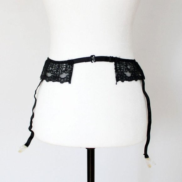 Lily of France Black Lace Garter Belt 4 Suspenders One Size Vintage Lingerie P46 - Picture 7 of 9